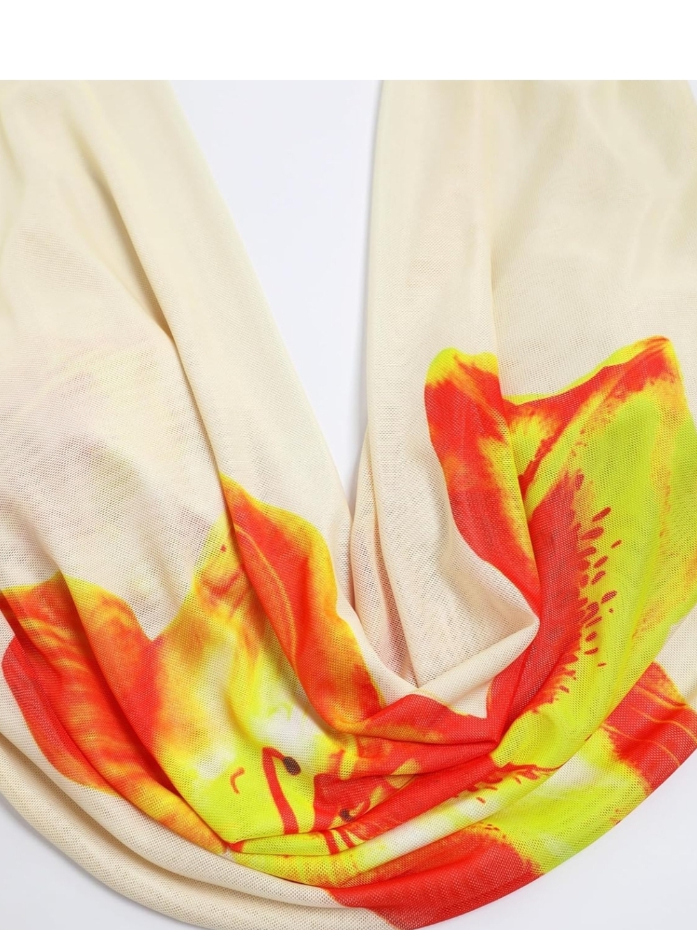 Cream Bikini Set with Orange & Yellow Floral Print - Picture 4 of 5